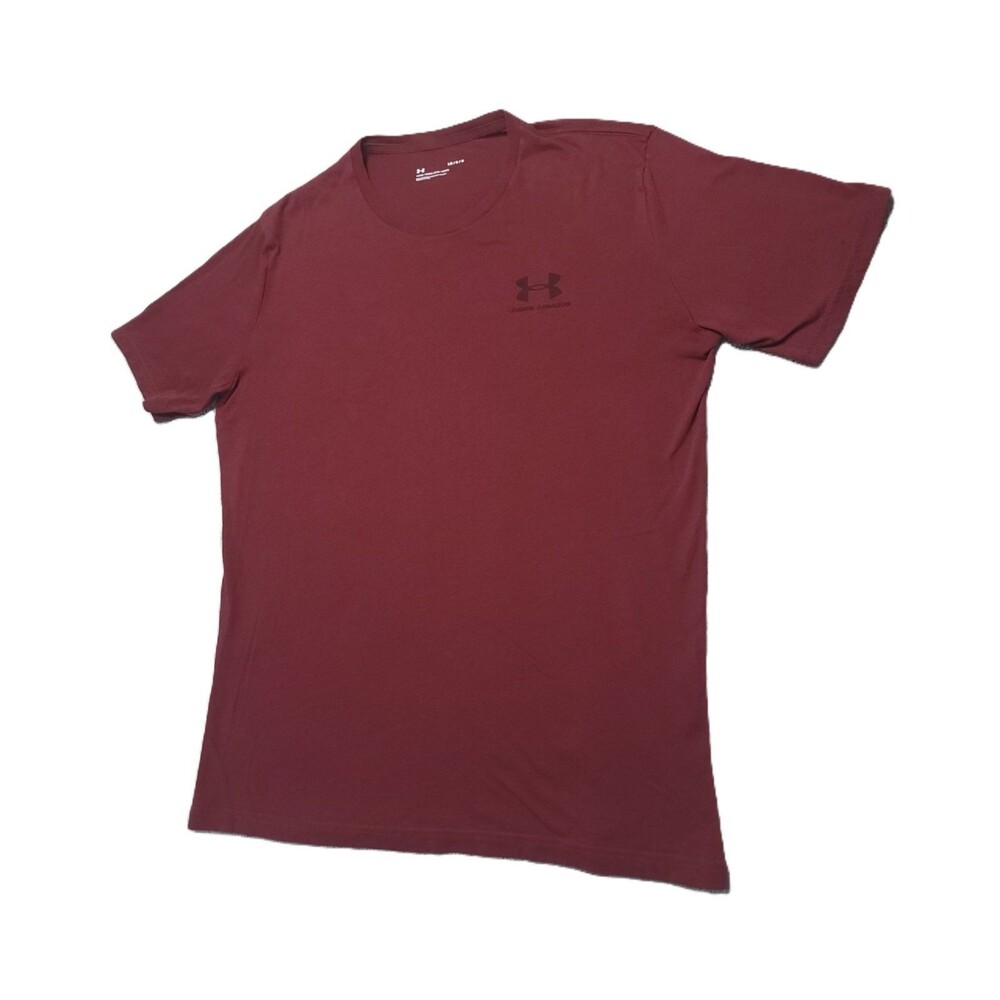 Under Armour UA Sportstyle Loose T Shirt Mens L Maroon Logo Short Sleeve
